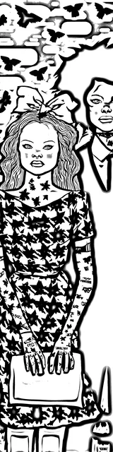 Free colorable bookmarks of a couple standing together for halloween